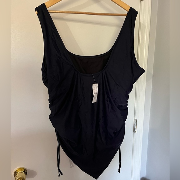 Navy JCrew ruched bathing suit - Picture 2 of 5